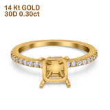 14K Gold 0,30ct Cushion Cut Vintage Akzent 7mm G SI Semi Mount Diamant Verlobungs-Ehering