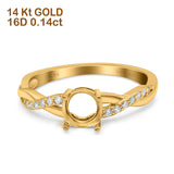 14 K Gold 0,14 ct runder Art Deco 6 mm G SI Semi Mount Diamant-Verlobungs-Ehering