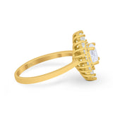 14K Gold Art Deco Runder Braut-Hochzeits-Verlobungsring mit künstlichem Zirkonia