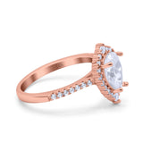 14K Gold Teardrop Pear Shape Simulated Cubic Zirconia Art Deco Bridal Wedding Engagement Ring