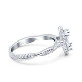 14K Gold Infinity Twist Halo Vintage Marquise Shape Simulated Cubic Zirconia Engagement Wedding Bridal Ring