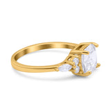 14K Gold Kissenschliff Form Art Deco Braut Hochzeit Verlobungsring Simulierter Zirkonia