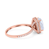 14K Gold Emerald Cut Shape Art Deco Bridal Wedding Engagement Ring Simulated CZ