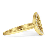Halo-Ring mit rundem Zirkonia-Baum des Lebens, 14-karätiges Gold