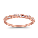14K Gold Round Shape Half Eternity Twisted Band Simulated CZ Wedding Engagement Ring