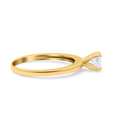 Art-Deco-Solitär-Hochzeits- und Verlobungsring aus 14-karätigem Gold in runder Form mit künstlichem Zirkonia