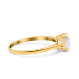 14K Gold Art Deco runder Solitär-Hochzeits-Verlobungsring mit künstlichem Zirkonia