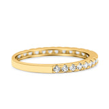 14K Gold Round Shape Simulated CZ Ladies Wedding Band Half Eternity Engagement Ring