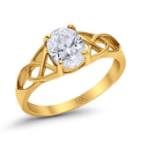 14K Gold Akzent Solitär ovale Form Braut Hochzeit Verlobungsring simulierter Zirkonia