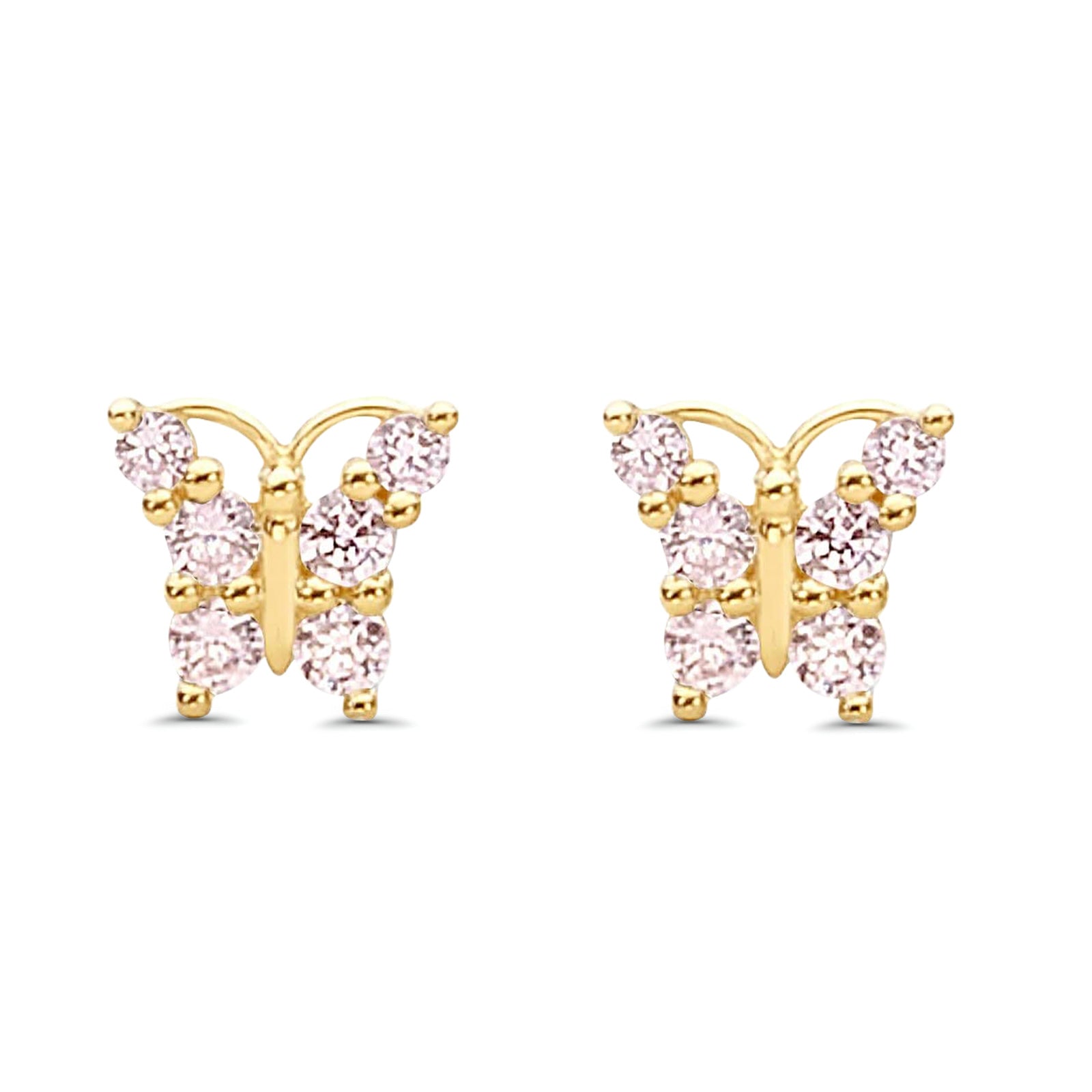 14K Yellow Gold Butterfly Stud Earrings with Screw Back - 2 Different Size Available, Best Anniversary Birthday Gift for Her