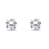 14K White Gold Round Solitaire Basket Set Stud Earrings with Screw Back - 3 Different Size Available, Best Anniversary Birthday Gift for Her