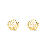 14K Rose Gold & Yellow Gold Flower Stud Earrings with Screw Back (6mm) Best Gift for Her