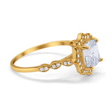14K Gold runder Art-Deco-Braut-Hochzeits-Verlobungsring mit künstlichem Zirkonia
