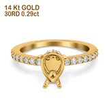 14 K Gold, 0,29 ct, tropfenförmiger Birnen-Art-Deco-8 mm x 6 mm G SI-Diamant-Verlobungs-Ehering mit Halbfassung