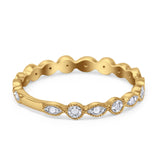 14 K Gold, 0,10 ct, rund, 2,75 mm G SI, halb Ewigkeit, stapelbarer Verlobungs-Ehering mit Diamant