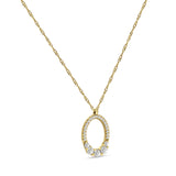 14K Gold 0.23ct Natural Diamond Open Oval Pendant Necklace 18" Long