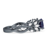 Runder Unendlichkeits-Marquise-Blumenring im Vintage-Stil, Lab-Alexandrit-925er-Sterlingsilber