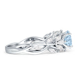 Round Infinity Marquise Vintage Style Floral Ring Natural Aquamarine 925 Sterling Silver