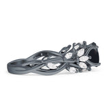 Runder Infinity-Marquise-Blumenring im Vintage-Stil, natürlicher schwarzer Onyx aus 925er Sterlingsilber