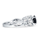 Runder Infinity-Marquise-Blumenring im Vintage-Stil, natürlicher schwarzer Onyx aus 925er Sterlingsilber