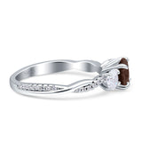 Three Stone Round Natural Chocolate Smoky Quartz Ring 925 Sterling Silver