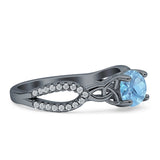 Runder Cetlic Trinity Vintage-Stil natürlicher Aquamarin-Ring aus 925er Sterlingsilber