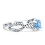 Runder Cetlic Trinity Vintage-Stil natürlicher Aquamarin-Ring aus 925er Sterlingsilber