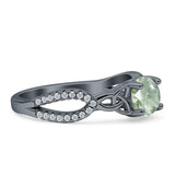 Round Cetlic Trinity Vintage Style Natural Green Amethyst Prasiolite Ring 925 Sterling Silver