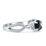 Runder Cetlic Trinity Vintage-Stil natürlicher schwarzer Onyx-Ring aus 925er Sterlingsilber