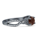 Round Cetlic Trinity Vintage Style Natural Chocolate Smoky Quartz Ring 925 Sterling Silver