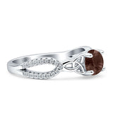 Round Cetlic Trinity Vintage Style Natural Chocolate Smoky Quartz Ring 925 Sterling Silver