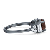 Three Stone Round Natural Chocolate Smoky Quartz Vintage Style Ring 925 Sterling Silver