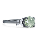 Art Deco Round Butterfly Ring Natural Green Amethyst Prasiolite 925 Sterling Silver