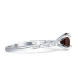 Solitaire Baguette Round Natural Smoky Quartz Engagement Ring 925 Sterling Silver