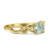 Budding Willow Solitaire Ring Round Natural Green Amethyst Prasiolite 925 Sterling Silver