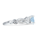Ring im Vintage-Stil, Sonnenblumen-Marquise, runder natürlicher Aquamarin-Ring aus 925er Sterlingsilber