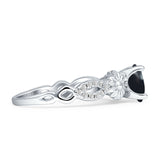 Ring im Vintage-Stil, Sonnenblumen-Marquise, rund, natürlicher schwarzer Onyx, 925er-Sterlingsilber