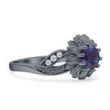 Sunflower Ring Infinity Twisted Round Lab Alexandrite 925 Sterling Silver