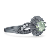 Sunflower Ring Infinity Twisted Round Natural Green Amethyst Prasiolite 925 Sterling Silver