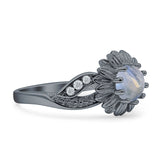 Sunflower Ring Infinity Twisted Round Natural Moonstone 925 Sterling Silver