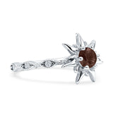 Sun Ring Round Natural Chocolate Smoky Quartz 925 Sterling Silver