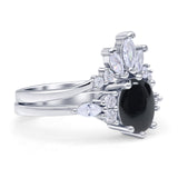 Ovaler Art-Deco-Verlobungsring aus natürlichem schwarzem Onyx für die Braut