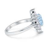Vintage Style Halo Oval Natural Aquamarine Engagement Ring