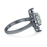 Vintage Style Halo Oval Natural Green Amethyst (Prasiolite) Engagement Ring