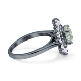 Floral Art Deco Round Natural Green Amethyst (Prasiolite) Halo Engagement Ring