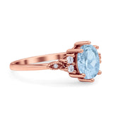 Antique Style Oval Natural Aquamarine Art Deco Engagement Ring