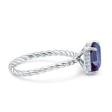 Hidden Halo Twisted Rope Emerald Cut Lab Alexandrite Engagement Ring