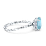Hidden Halo Twisted Rope Emerald Cut Natural Aquamarine Engagement Ring