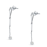 14K Solid White Gold Drop Dangle Trendy Round Diamond Earring