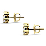 Ohrstecker aus 14-karätigem Gold mit rundem Solitär-Diamant, 4 mm, mit Schraubverschluss